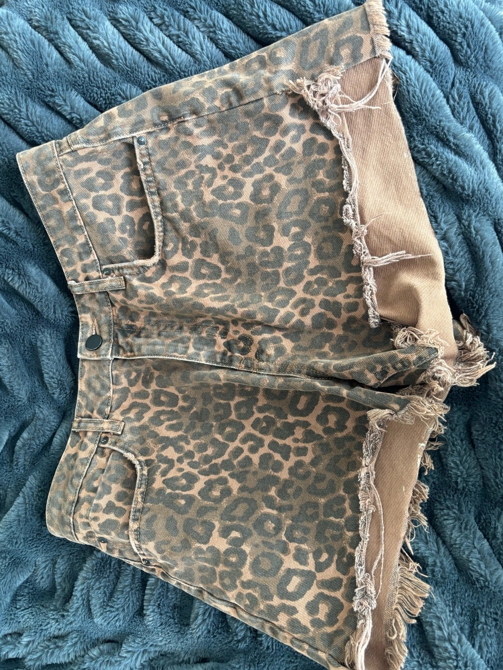 Alexander Wang Leopard Print Denim Shorts - Brown & Black